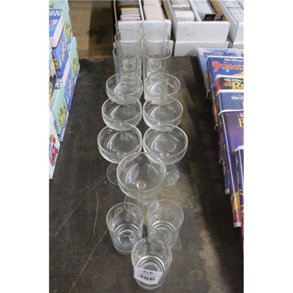 Asst. Etched Glasses, Stems