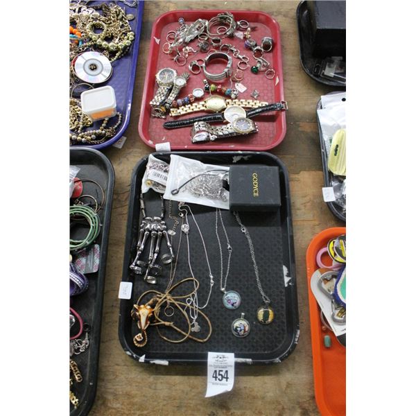 Trays 2 w/Asst. Fashion Jewelry/Watches