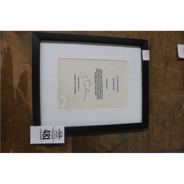 Jimmy Carter Autogaraphed White House Keepsake