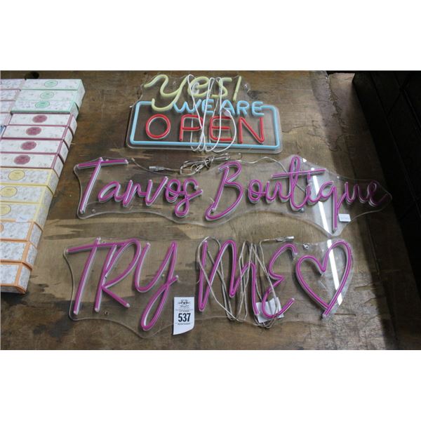 Open/Boutique/Try Me Lighted Signs - 3 - No Shipping