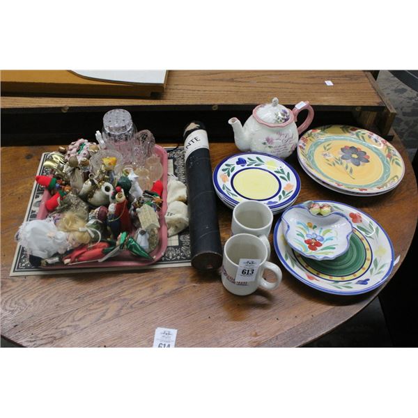 Asst. Floral Painted Dishes, Figurines