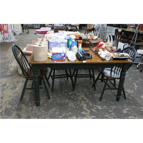 Green Oak Top Dining Table w/4 Chairs