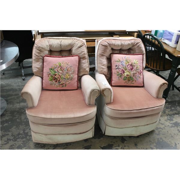 Mauve Tufted Swivel Rockers - Pair