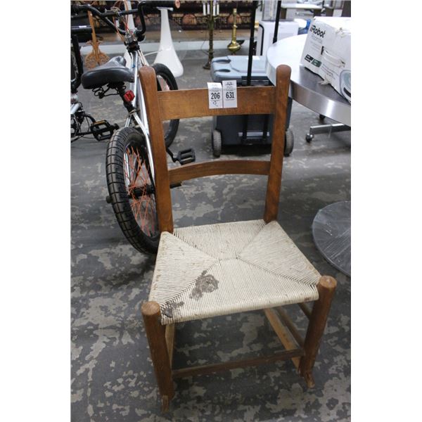 Old Rush Seat Rocker