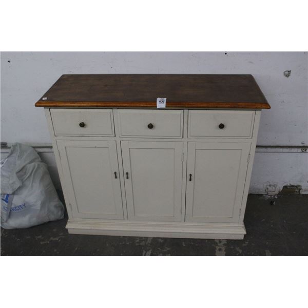 Beige w/Cherry Top Hall Cabinet