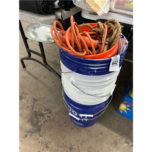 Buckets w/Drop Lights, Ext. Cords