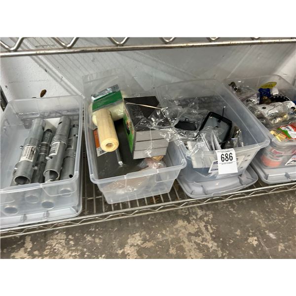 Paint Supplies, Brass Fittings/Valves, Asst. Hardware - 5 Bins
