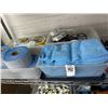 Image 1 : Bins 6 w/Padlocks, Shop Rags, Tape, Cord Splitters