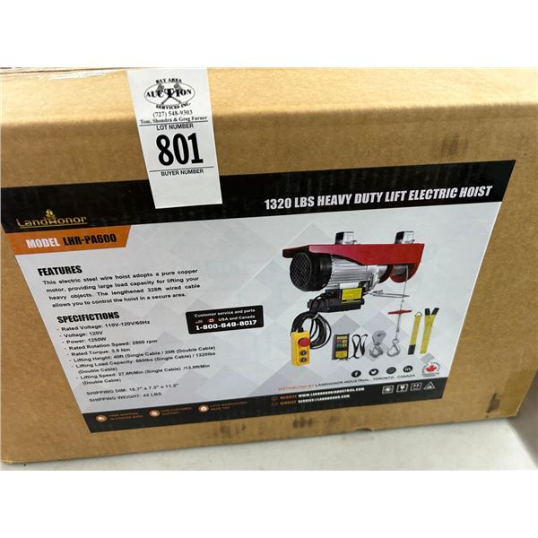 Landhonor  LHRPA6001320  LB  Cap  Electric Hoist