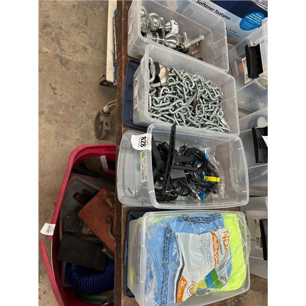 Bins 4 w/Hitch Balls, Chain, Electrical Connector, Shop Rags