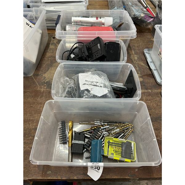 Bins 4 w/Spray Paint, Electrical Multi Outlets, Tape, Drill Bits