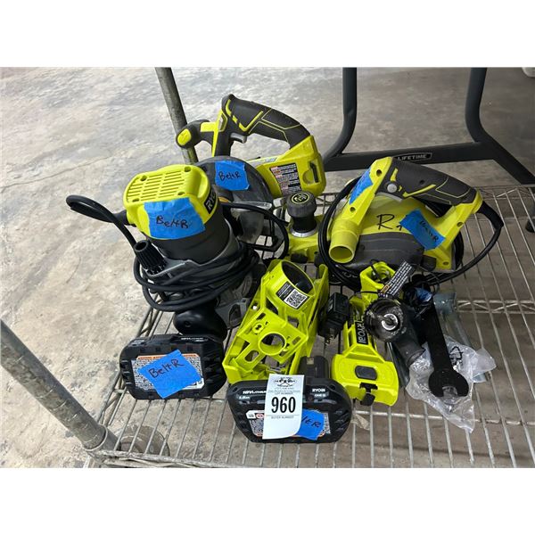 Ryobi Electric Router, Cordless Tool Kit w/2 Batteries/Charger