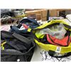 Image 1 : Tool Bags w/Tire Chucks, Safety Helmet, Jumper Cables, Vest, Duffle