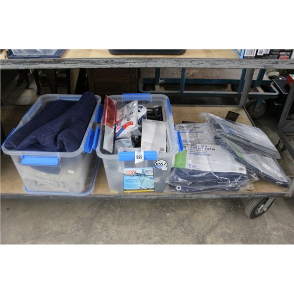 Reversable Tarps 6, Bins w/Load Blanket, Drop Cloth, Furniture Pads, Reflectors