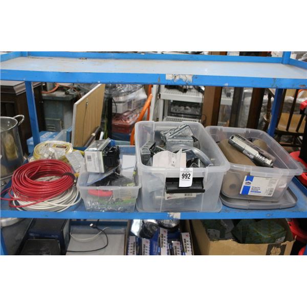 Shelf w/Wire, Electrical Hardware, Painting Paper, Tools, Supplies