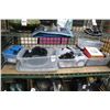 Image 1 : Asst. Bins 7 w/Batteries, Hose, Trailer Lights, Supplies