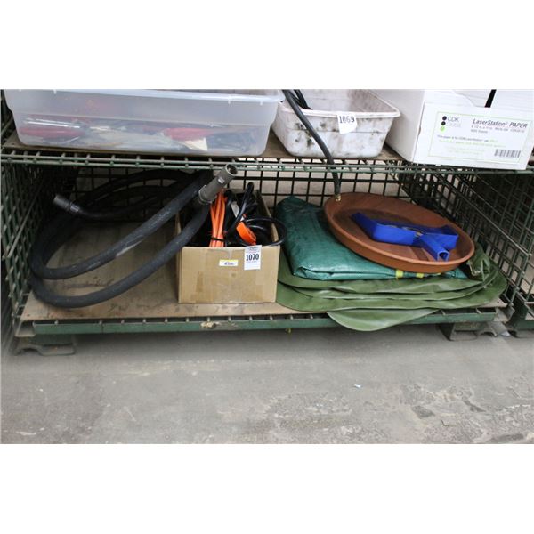 Ext. Cords, Dust Pan, Inflatable Raft, Hose