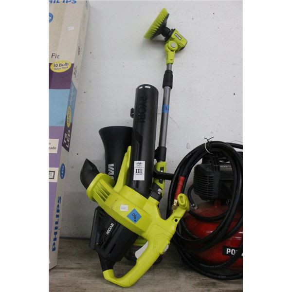 Ryobi Cordless Leaf Blower, Power Scrubber - No Batteries/Charger