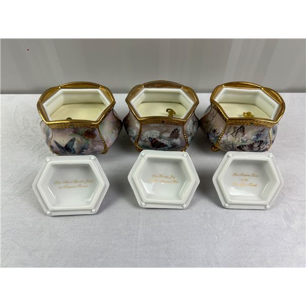 3 Lena Liu Enchanted Wings Heirloom Porcelain Music Box Collection