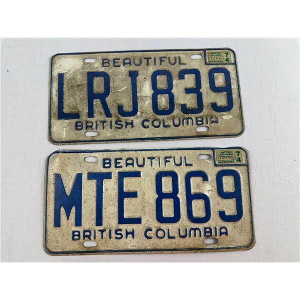 Vintage British Columbia Licence Plates