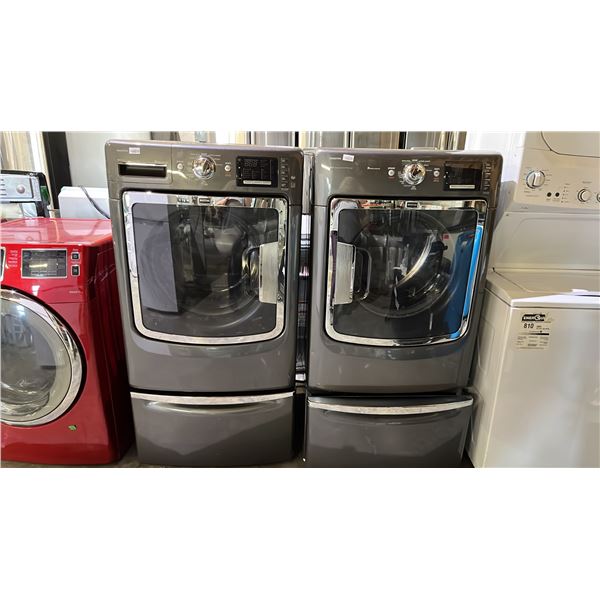 MAYTAGE MAXIMA HE FRONT LOAD WASHER & DRYER SET WITH PEDESTAL DRAWERS