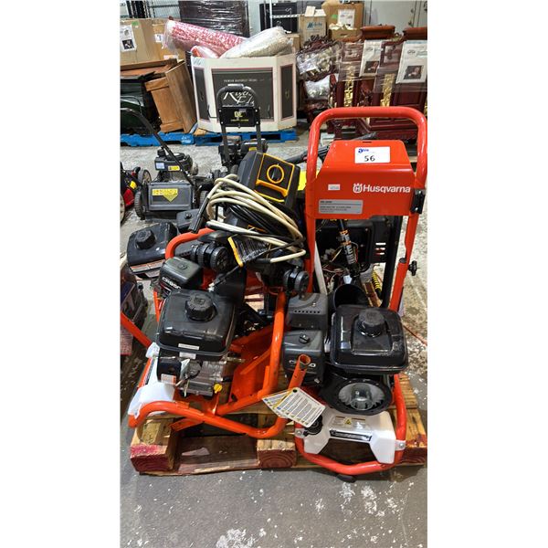 PALLET OF ASSTD. GENERATORS & A PRESSURE WASHER *WORKING CONDITION UNKNOWN/MAY BE MISSING PARTS