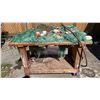 Image 1 : WOODEN TABLE WITH LARGE FISHNET AND LINE FLOATS