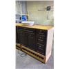 Image 2 : WOOD 2-DOOR, 2-DRAWER VANITY W/ PEDESTAL SINK & POWER STRIP