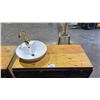 Image 3 : WOOD 2-DOOR, 2-DRAWER VANITY W/ PEDESTAL SINK & POWER STRIP