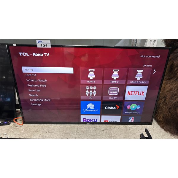TCL 55" CLASS 4-SERIES 4K UHD HDR ROKU SMART TV WITH REMOTE & WALL MOUNT HARDWARE ON BACK