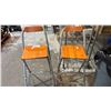 Image 1 : PAIR OF METAL FRAMED FOLDING WOOD STOOLS