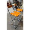Image 2 : PAIR OF METAL FRAMED FOLDING WOOD STOOLS