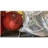 Image 3 : VINTAGE BUOY, BAG OF ROPE & TOTE OF ROPE, BOAT PLANS, SAW & MORE