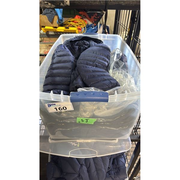 TOTE OF NEW JACKETS WITH "ALIEN E-BIKE RENTALS" LOGOS
