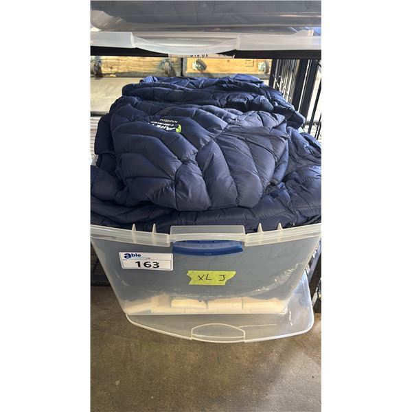 TOTE OF NEW JACKETS WITH "ALIEN E-BIKE RENTALS" LOGOS