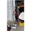 Image 1 : ASSORTED ITEMS INCLUDING; METAL FLOOR SCRAPER, 2 WHEEL DOLLY, ROLLING CHAIR & MORE