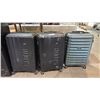 Image 1 : (3) ASSORTED HARD SHELL PORTABLE LUGGAGE INCLUDING; ROOTS & DELSEY (MAY BE DAMAGED, NO COMBINATIONS)