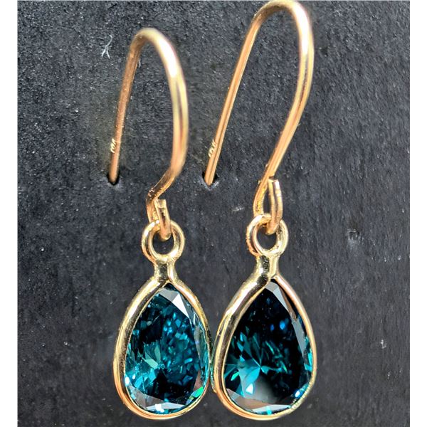 10K(0.47G), BLUE LAB DIAMOND (1.2CT) EARRING, SUGGESTED RETAIL VALUE $2000