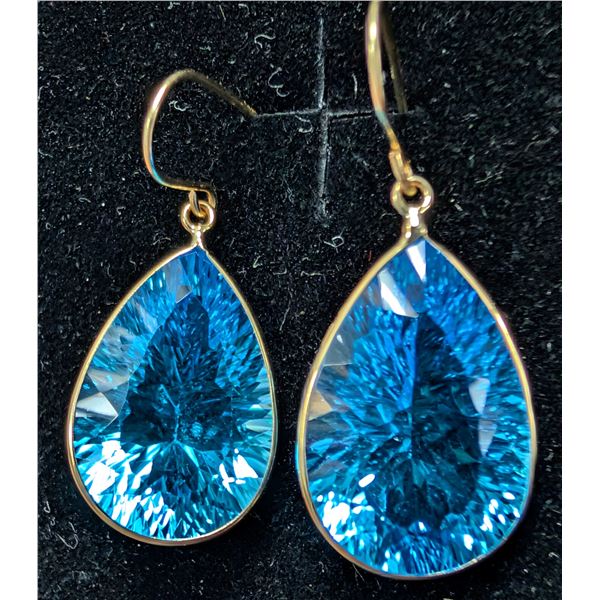 10K(3.63G), BLUE TOPAZ (16CT) EARRING, SUGGESTED RETAIL VALUE $2000