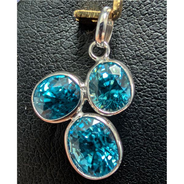 10K(1.11G), BLUE ZIRCON (4.3CT) PENDANT, APPRAISED INSURANCE VALUE $1000