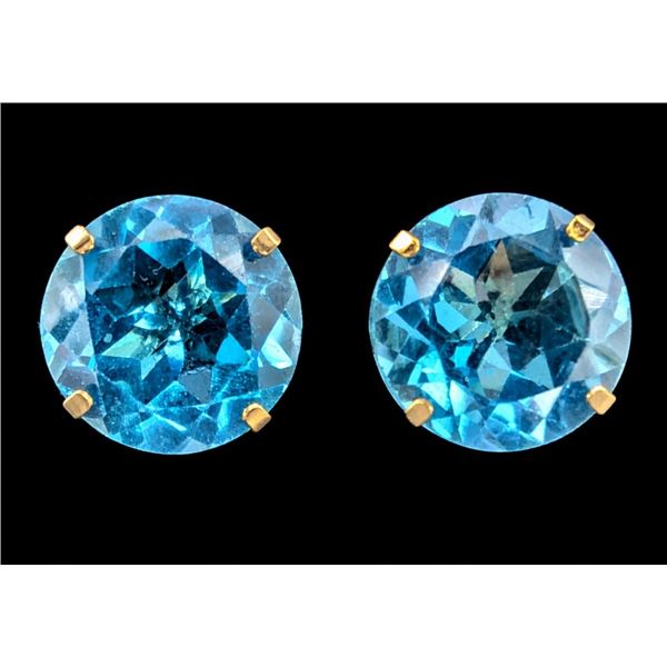 14K(1.01G), BLUE TOPAZ 8MM (4.5CT) EARRING, SUGGESTED RETAIL VALUE $1000