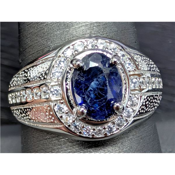 SILVER(5.82G), SAPPHIRE (1CT) RING, SUGGESTED RETAIL VALUE $500