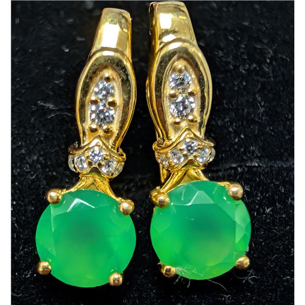 SILVER(4.73G), GREEN ONYX (2CT) EARRING, SUGGESTED RETAIL VALUE $300