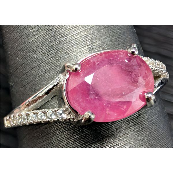 SILVER(2.77G), RUBY (2CT) RING, SUGGESTED RETAIL VALUE $300