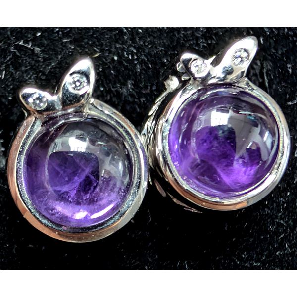 SILVER (4.72g),  AMETHYST (APP 2.5ct) EARRINGS