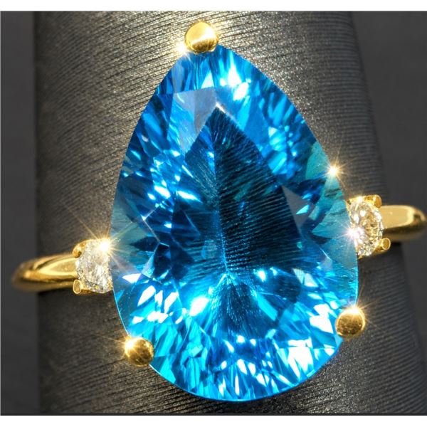 10K(1.9G), BLUE TOPAZ (3CT), DIAMOND (0.03CT)RING, SIZE 6, SUGGESTED RETAIL VALUE $2600