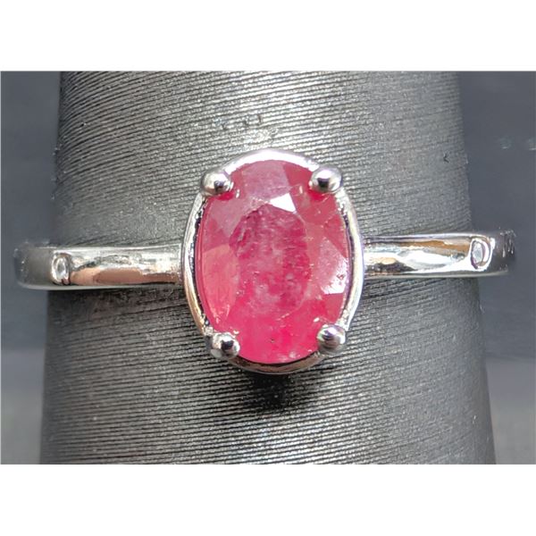 SILVER(2.2G), RUBY (1CT) RING, SUGGESTED RETAIL VALUE $240