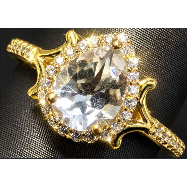 SILVER(3.41G), WHITE TOPAZ (1.5CT) RING, SUGGESTED RETAIL VALUE $240
