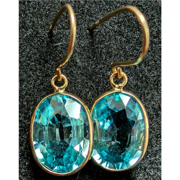 10K(1.45G),  BLUE ZIRCON (5CT) EARRING, SUGGESTED RETAIL VALUE $1400