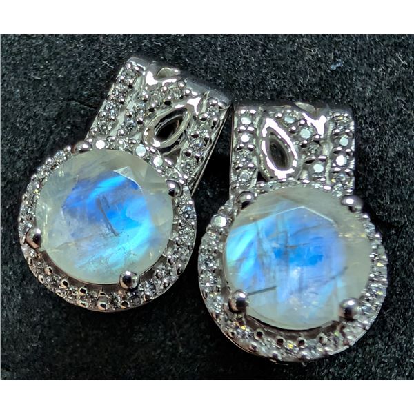 SILVER(4.62G),  MOONSTONE (3CT) EARRING, SUGGESTED RETAIL VALUE $320